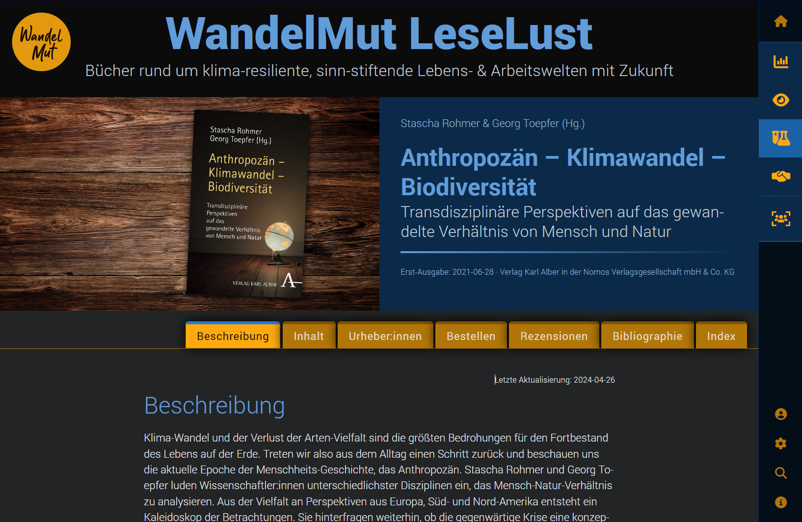 Screenshot aus dem Entwicklungssystem für die WandelMut LeseLust, Stand Programmierung 2024-07